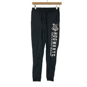 Harry Potter Joggers Women XSmall Gray Hogwarts Lace Up Sweatpants Graphic Print